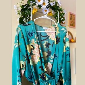 Ophelia Roe -2X- Floral Satin Maxi Wrap Dress